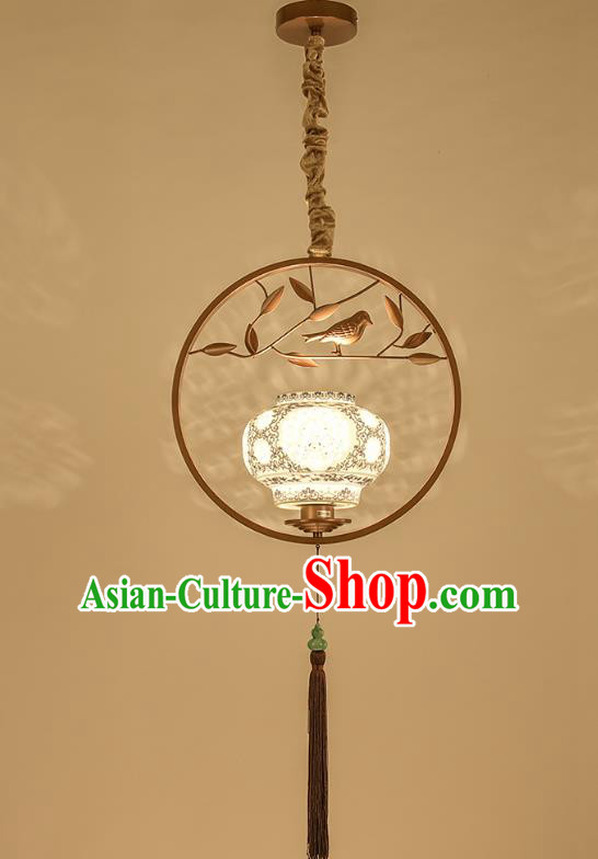 Traditional Chinese Handmade Lantern Classical Ceiling Lamp Ancient Golden Frame Hanging Lanern