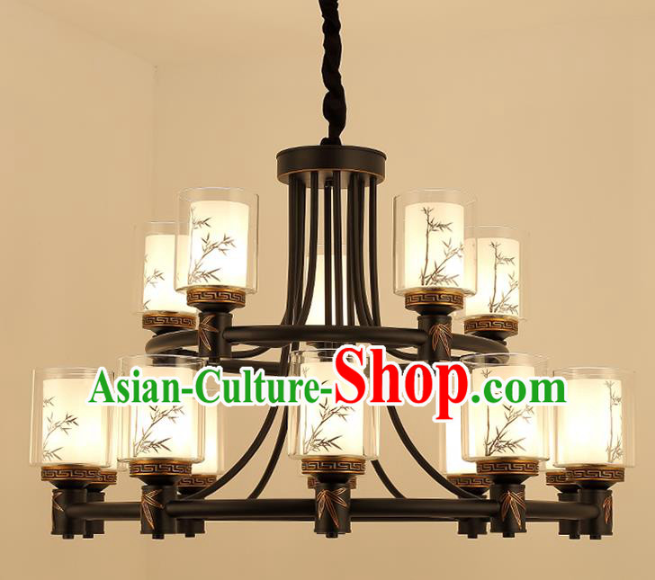 Traditional China Handmade Hanging Lantern Ancient Fifteen-pieces Lanterns Palace Ceiling Lamp