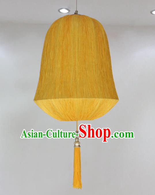 Traditional China Handmade Yellow Lantern Ancient Hanging Lanterns Palace Ceiling Lamp