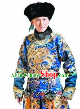 Chinese Ancient Qing Dynasty Royal Highness Historical Costume Manchu Prince Regent Dorgon Clothing for Men