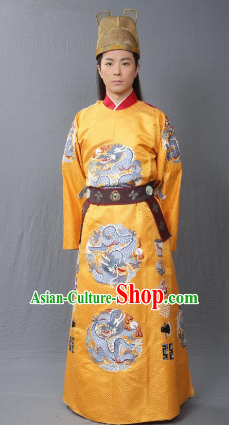 Traditional Chinese Ming Dynasty Replica Costumes Ancient Emperor Zhu Jianshen Imperial Robe for Men