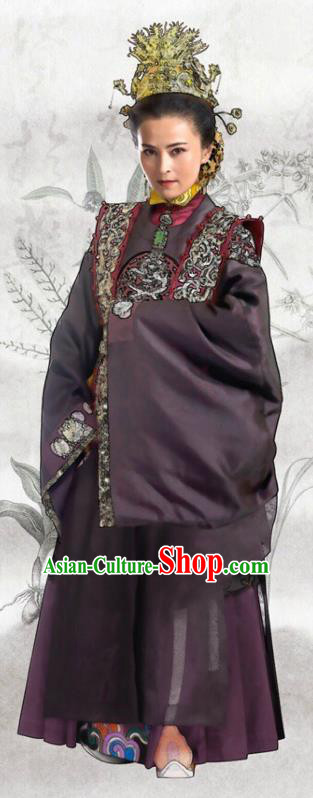 Chinese Ancient Ming Dynasty Palace Concubine Dowager Embroidered Dress Costume for Women