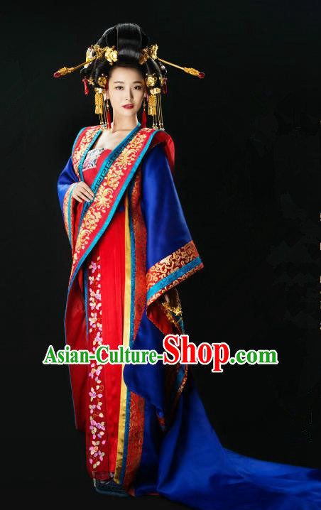 Ancient Chinese Song Dynasty Imperial Empress Hanfu Dress Palace Embroidered Replica Costume for Women