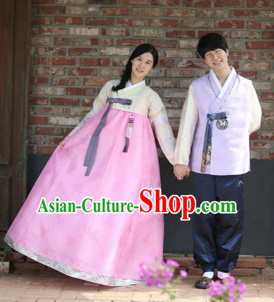 Traditional Korean Palace Costumes Ancient Korean Bride and Bridegroom Hanbok Complete Set