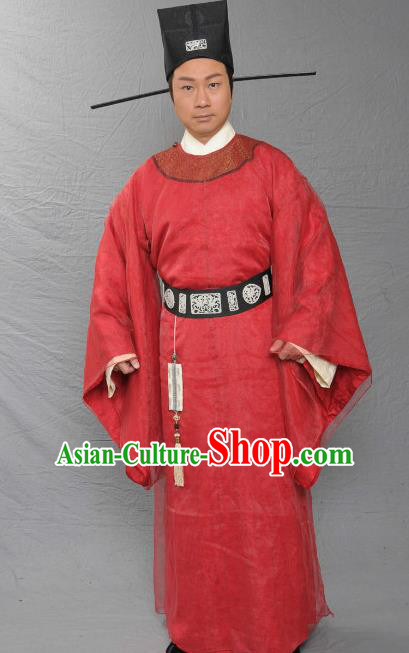 Ancient Chinese Song Dynasty Crown Prince Grand Preceptor Yu Jing Replica Costume for Men