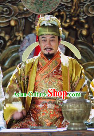 Chinese Ancient Tang Dynasty Emperor Taizong Li Shimin Embroidered Replica Costume and Hats for Men