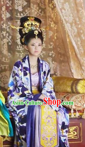 Ancient Chinese Tang Dynasty Empress Wu Zetian Hanfu Dress Queen Replica Costume for Women