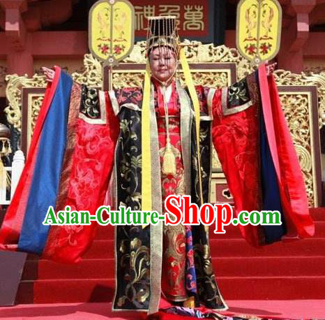 Ancient Chinese Tang Dynasty Empress Wu Zetian Hanfu Dress Female Emperor Replica Costume for Women