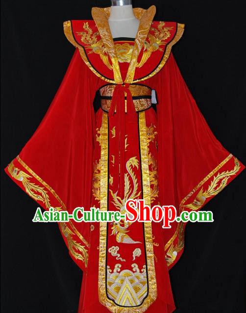 Traditional Chinese Beijing Opera Imperial Empress Red Dress Peking Opera Diva Embroidered Costume