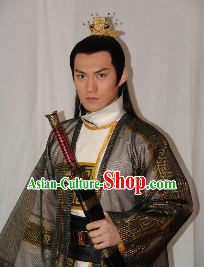 Chinese Ancient Tang Dynasty Crown Prince Jian-Cheng Li Embroidered Replica Costume for Men