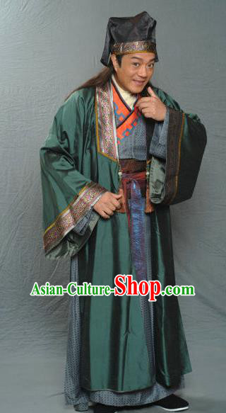Traditional Chinese Ancient Song Dynasty Country Gentleman Replica Costume for Men