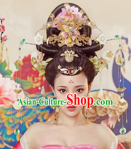 Chinese Ancient Imperial Consort Hair Accessories Phoenix Coronet Hairpins Complete Set for Women