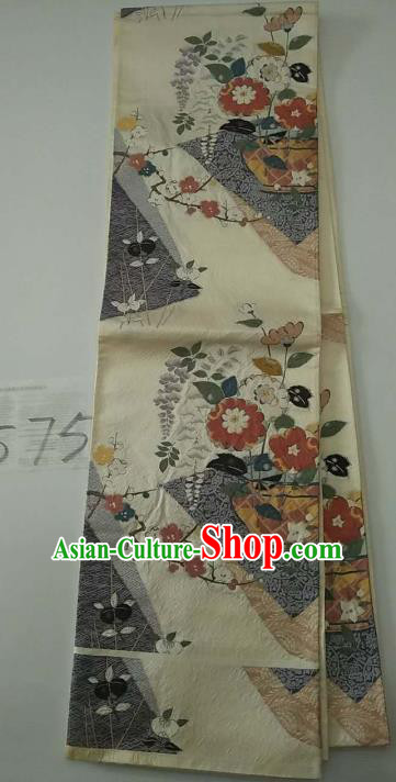 Japanese Traditional Wafuku Waistband Kimono Yukata Embroidered Brocade Belts for Women