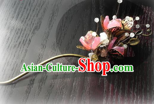 Chinese Handmade Ancient Flowers Hairpins Hair Accessories Classical Hanfu Hair Clip for Women