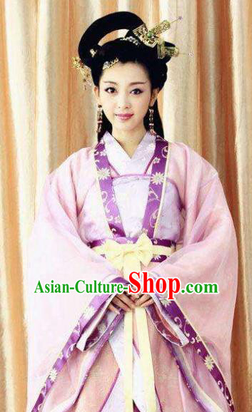 Chinese Ancient Three Kingdoms Period Wei State Imperial Concubine Guo Embroidered Hanfu Dress Replica Costume for Women