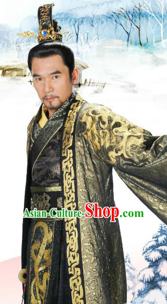 Traditional Chinese Warring States Period Chu State King Mi Shang Replica Costume for Men
