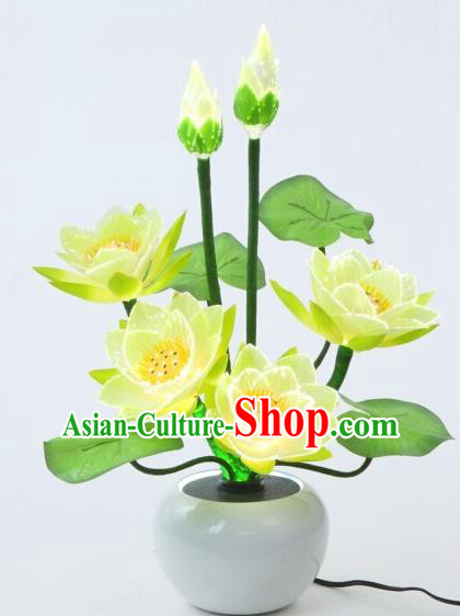 Traditional Handmade Chinese Bonsai Lotus Lanterns Electric LED Lights Lamps Desk Lamp Decoration