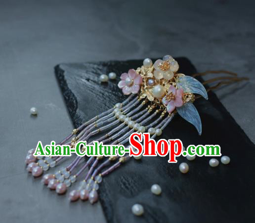 Traditional Chinese Ancient Tassel Step Shake Classical Hair Accessories Handmade Flowers Hairpins for Women