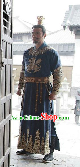 Chinese Teleplay Tribes and Empires Storm of Prophecy Ancient Emperor Embroidered Costumes for Men