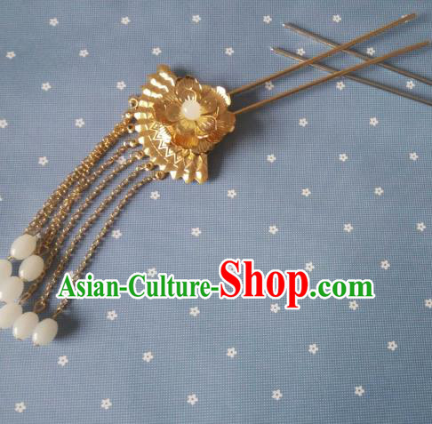 China Ancient Hair Accessories Hanfu Princess Golden Tassel Hair Clips Chinese Classical Hairpins for Women