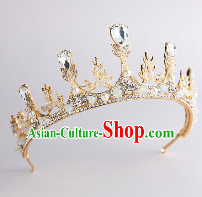 Baroque Bride Hair Accessories Princess Golden Royal Crown Wedding Classical Crystal Imperial Crown for Women