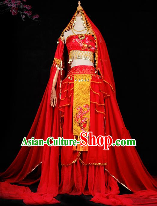 Chinese Ancient Young Lady Swordswoman Wedding Costume Cosplay Princess Red Dress Hanfu Clothing for Women