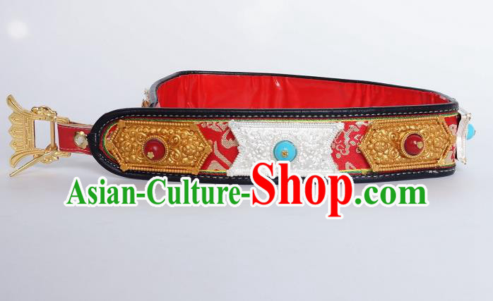 Chinese Traditional Zang Nationality Waist Accessories Belts, China Tibetan Robe Ethnic Waistband for Men