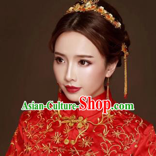 Chinese Traditional Hair Accessories Bride Xiuhe Suit Blueing Hair Clasp Ancient Hairpins Complete Set for Women