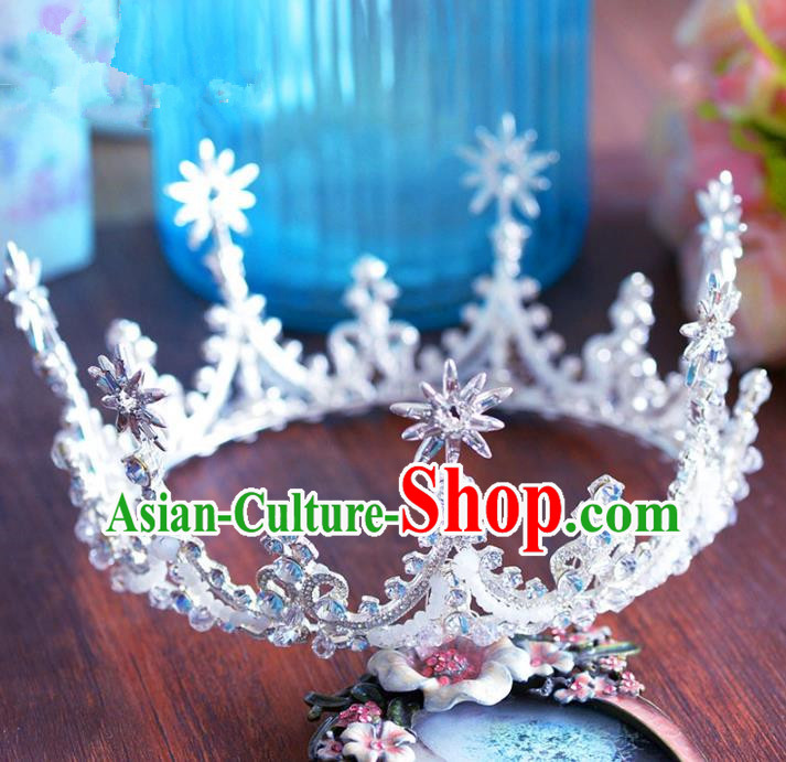 Handmade Hair Jewelry Accessories Baroque Royal Crown Bride Crystal Round Imperial Crown for Women