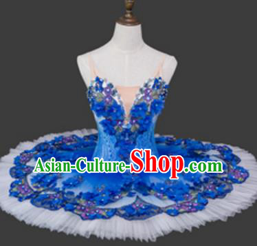 Top Grade Ballet Costume Blue Bubble Dress Ballerina Dance Tu Tu Dancewear for Women