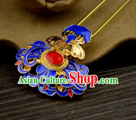 Chinese Traditional Ancient Hair Accessories Hanfu Hairpins Blueing Golden Butterfly Hair Clip Headwear for Women