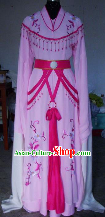 Chinese Traditional Beijing Opera Young Lady Costumes China Peking Opera Embroidered Pink Dress for Adults