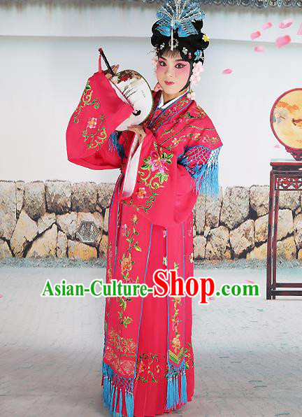 Professional Chinese Beijing Opera Diva Embroidered Costumes Palace Princess Rosy Dress for Adults