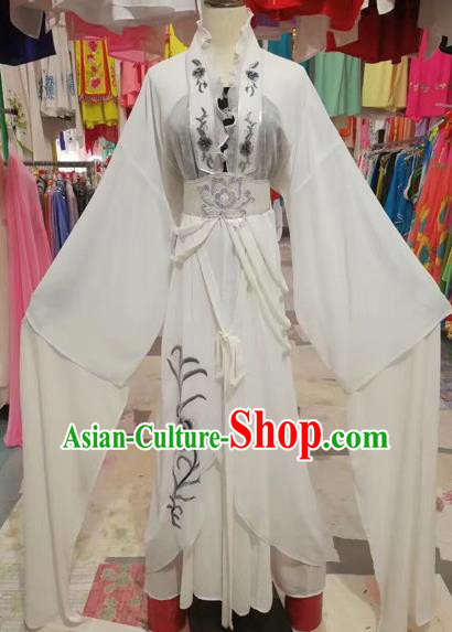 Traditional Chinese Peking Opera Princess Fairy Costume Beijing Opera Diva White Dress for Adults