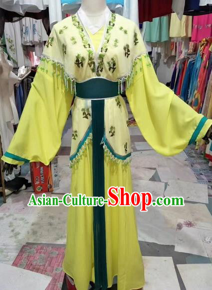 Chinese Shaoxing Opera Palace Princess Yellow Dress Traditional Beijing Opera Diva Costume for Adults