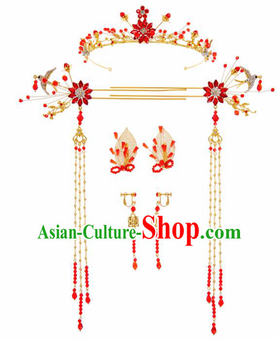 Chinese Ancient Hanfu Wedding Hair Accessories Traditional Tassel Step Shake Hairpins for Women
