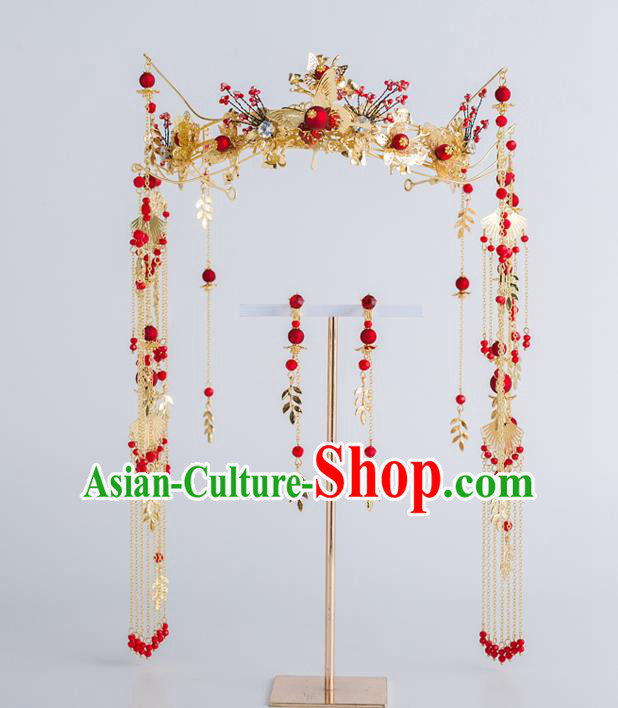 Chinese Ancient Wedding Bride Phoenix Coronet Hair Accessories Traditional Hairpins for Women