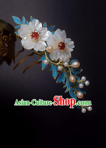 Chinese Handmade Princess Hanfu Shell Flowers Hair Clip Hairpins Ancient Hair Accessories for Women
