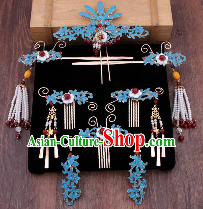 Chinese Ancient Bride Hair Accessories XiuHe Suit Hair Clips Hanfu Handmade Hairpins for Women