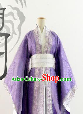 Chinese Ancient Cosplay Female Swordsman Purple Hanfu Dress Traditional Han Dynasty Imperial Consort Costume for Women