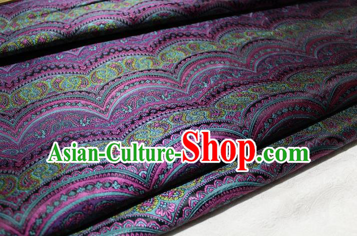 Chinese Traditional Cheongsam Cloth Tang Suit Classical Pattern Purple Brocade Fabric Silk Material Drapery