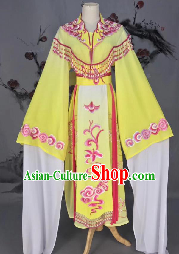 Chinese Traditional Beijing Opera Yellow Hanfu Dress Peking Opera Actress Costume for Rich