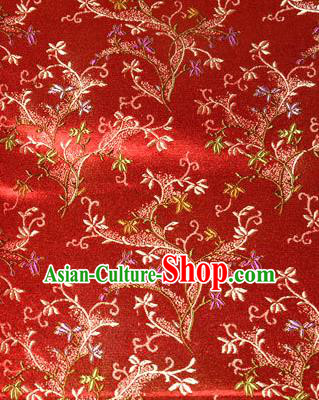 Asian Chinese Tang Suit Brocade Red Silk Fabric Traditional Royal Pattern Design Satin Material