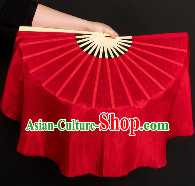 Chinese Traditional Folk Dance Props Red Silk Fans Folding Fans Yangko Fan