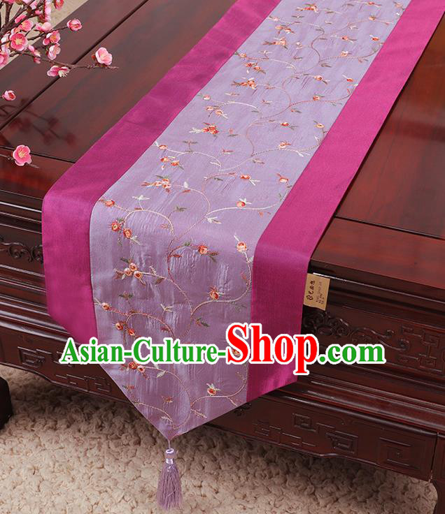 Chinese Traditional Handmade Table Cover Cloth Classical Household Ornament Purple Brocade Table Flag