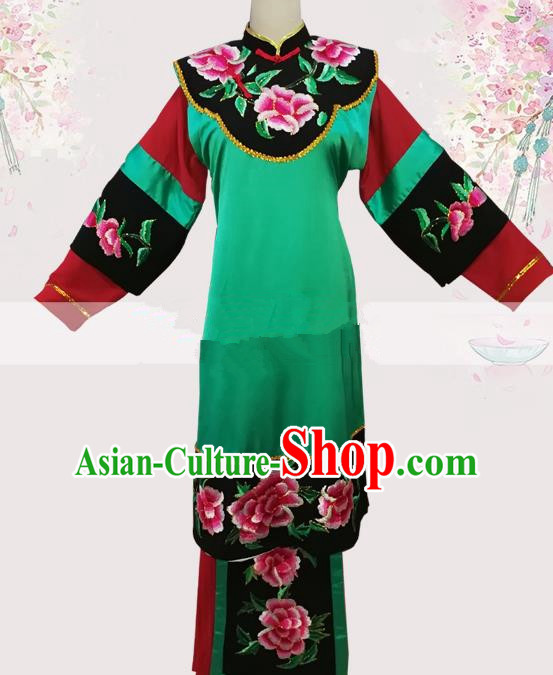 Professional Chinese Traditional Beijing Opera Woman Matchmaker Green Dress Ancient Landlord Shiva Costumes for Women