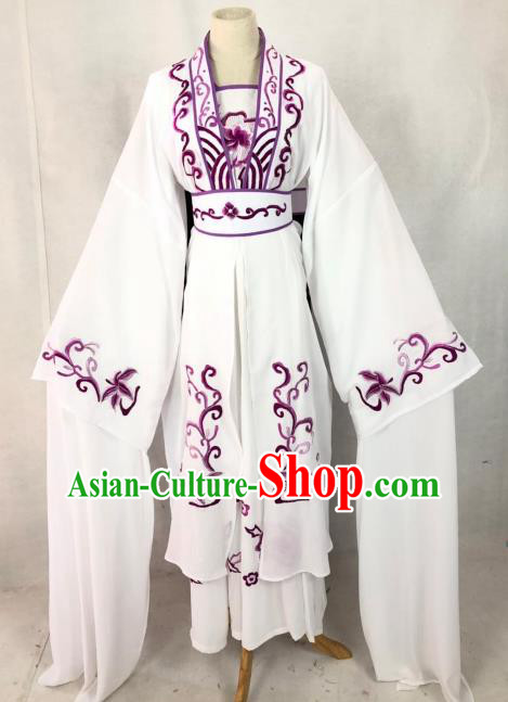 Chinese Traditional Peking Opera Actress White Dress Ancient Madam White Snake Costume for Women