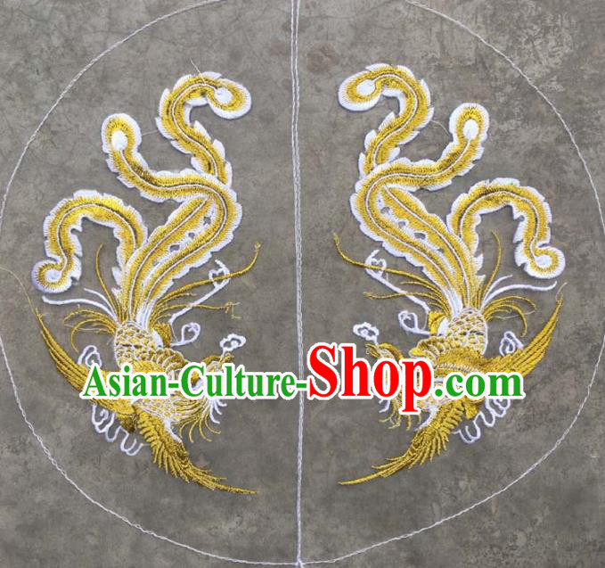 Chinese Traditional National Embroidered Double Phoenix Applique Dress Patch Embroidery Cloth Accessories