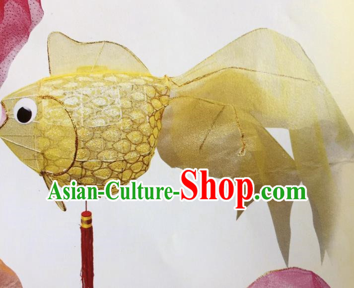 Chinese Traditional New Year Yellow Goldfish Palace Lantern Handmade Hanging Lantern Asian Ceiling Lanterns Ancient Lamp