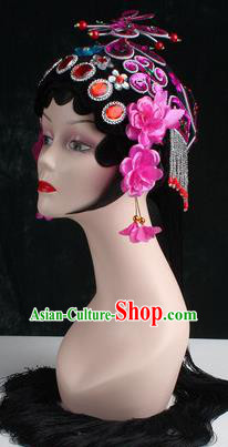 Chinese Traditional Beijing Opera Diva Purple Flower Head Ornaments Hair Accessories for Women